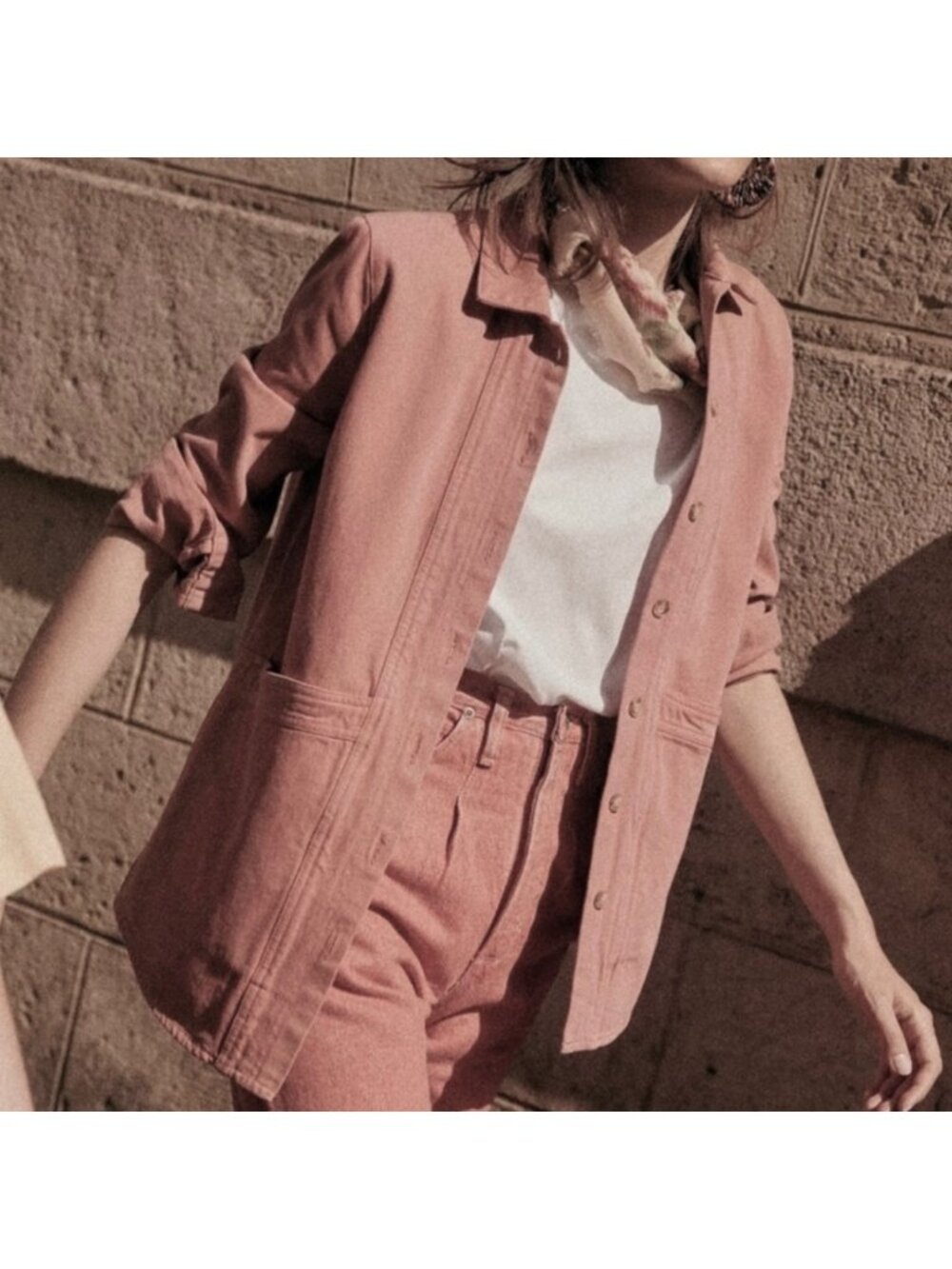 Sezane Will Jacket pink cotton Size xs bust 36